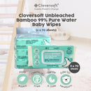 Cloversoft Unbleached Bamboo Pure Water Organic Baby Wipes 3 X 70 Sheets