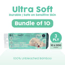 Cloversoft Unbleached Bamboo Toilet Tissues 3 Ply 10 X 200 Sheets