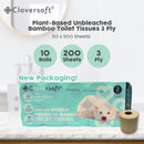 Cloversoft Unbleached Bamboo Toilet Tissues 3 Ply 10 X 200 Sheets