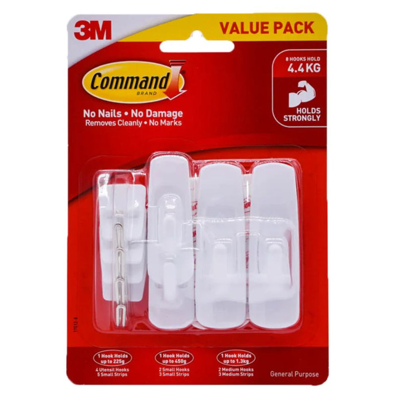 3M Command General Purpose Hooks Mixed Value Pack, 17012-8