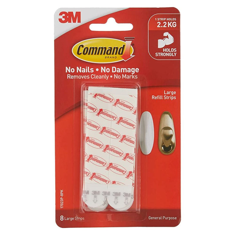 3M Command Large Refill Strips/8 Strips, Hold Up To 2.2kg