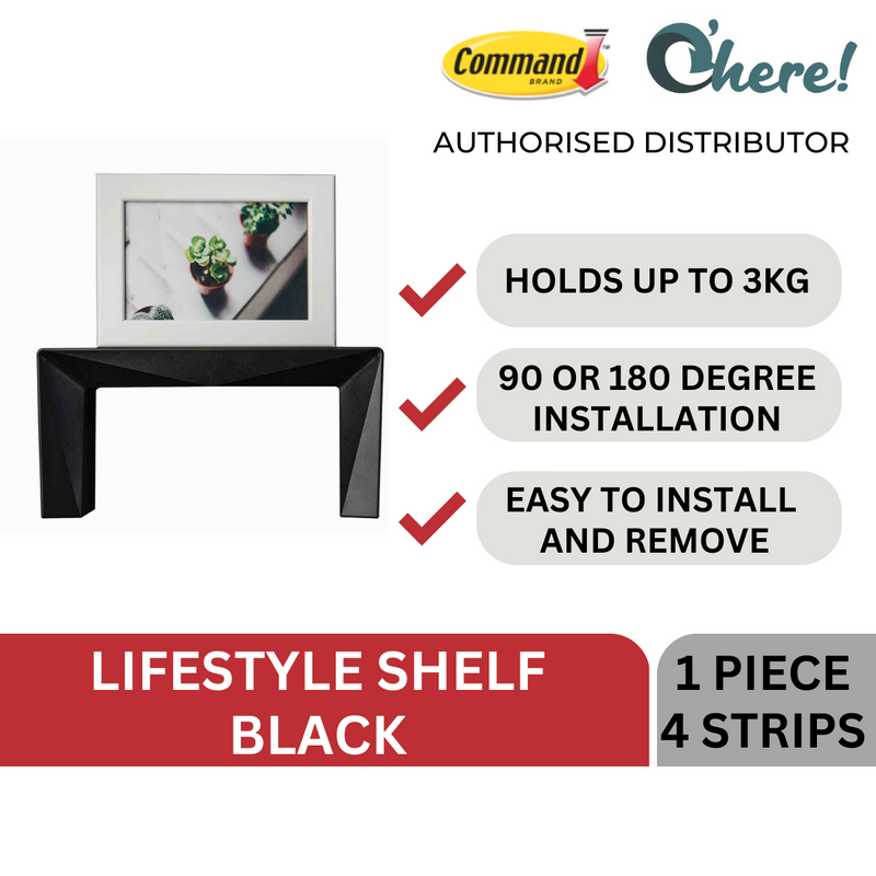 3M Command Shelf 17699B, Black, Lifestyle Series