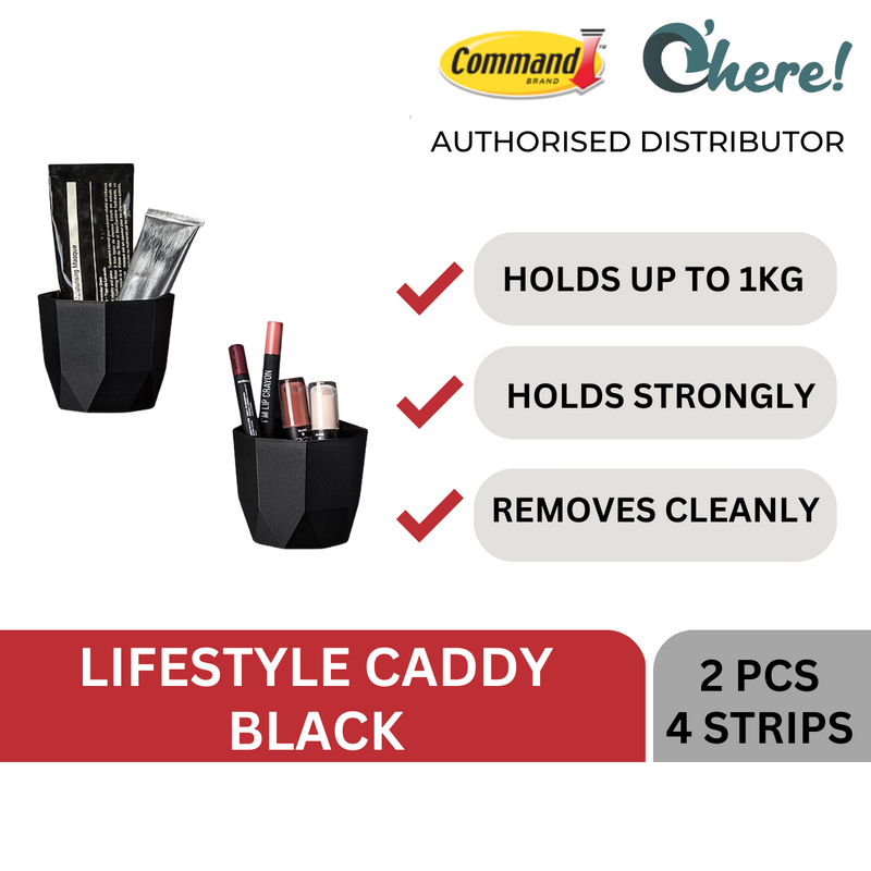 3M Command Caddy 17718B, Black, Small, Lifestyle Series, 2 Pcs