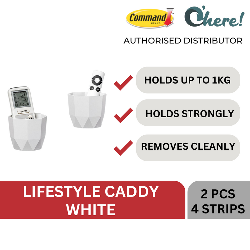 3M Command Caddy 17718, White, Small, Lifestyle Series, 2 Pcs