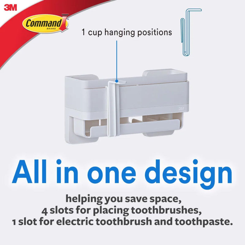 3M Command Toothbrush & Toothpaste Holder 17721 Up to 3kg, Water Resistant