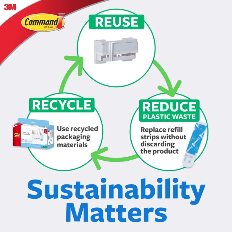 3M Command Toothbrush & Toothpaste Holder 17721 Up to 3kg, Water Resistant