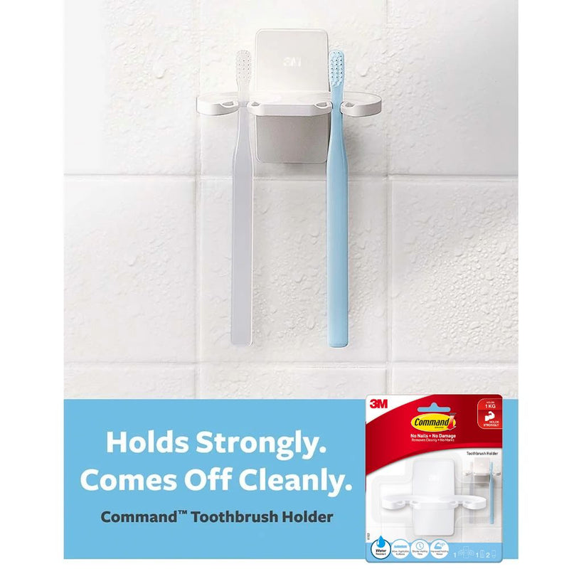 3M Command 17727 Toothbrush Holder, White