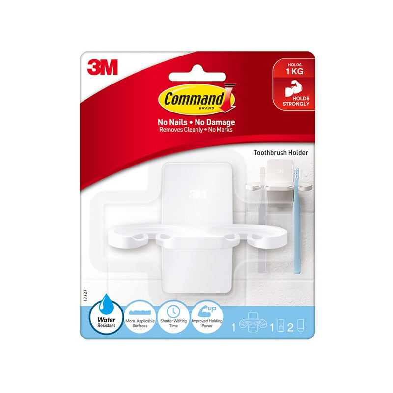 3M Command 17727 Toothbrush Holder, White