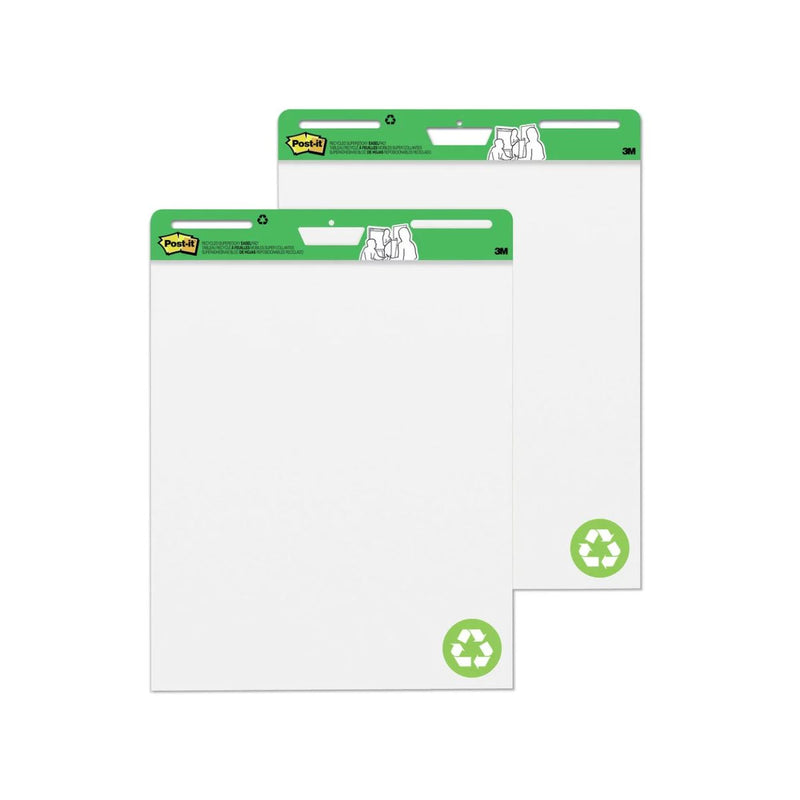 3M Post-it Recycle Easel Pad, White, 63.5x76.2cm, 2 Pads, 30 Sheets/Pad