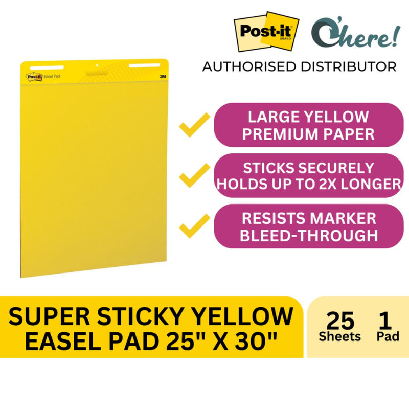 3M Post-it Super Sticky Yellow Easel Pad 559YWSS, 25" x 30", 1 Pad, 25 Sheets