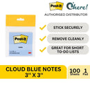 3M Post-it Notes Cloud Blue Note 3"X3", 100 Sheets Sticky Notes