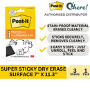 3M Post It Super Sticky Dry Erase Surface, White, 17.7cm X 28.8cm, Whiteboard/ Small whiteboard/ Mini whiteboard