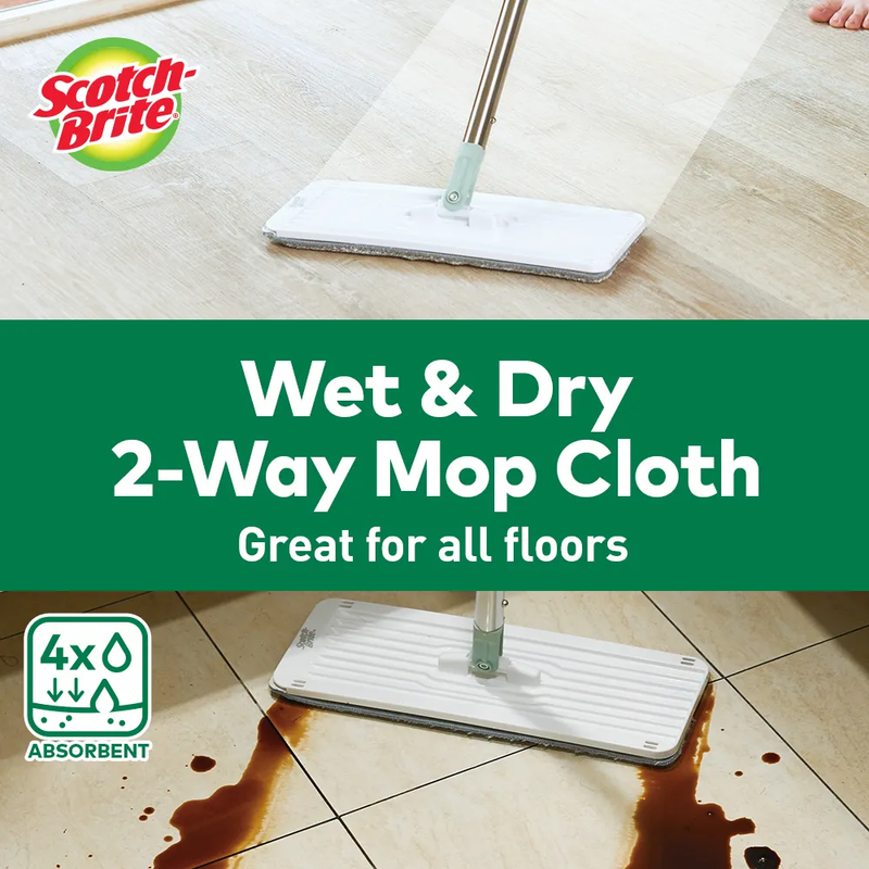 3M Scotch Brite Compact Hands-Free Flat Mop with Bucket