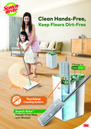 3M Scotch Brite Compact Hands-Free Flat Mop with Bucket