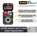 3M Scotch Super Heavy Duty Tape Heat Resistant, Flat & Smooth Surfaces Grey 19 mm 1.5 Meter