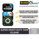 3M Scotch Super Heavy Duty Tape for Glass & Acrylic - Flat, Smooth & Clear Surfaces Transparent 12 mm X 1.5 Meter