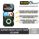 3M Scotch Super Heavy Duty Tape for Glass & Acrylic - Flat, Smooth & Clear Surfaces Transparent 19 mm X 1.5 Meter