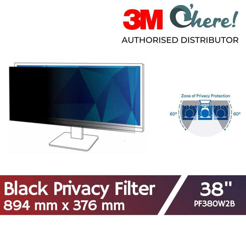 3M Privacy Filter For 38in Monitor, 894 mm x 376 mm, 21:9, PF380W2B