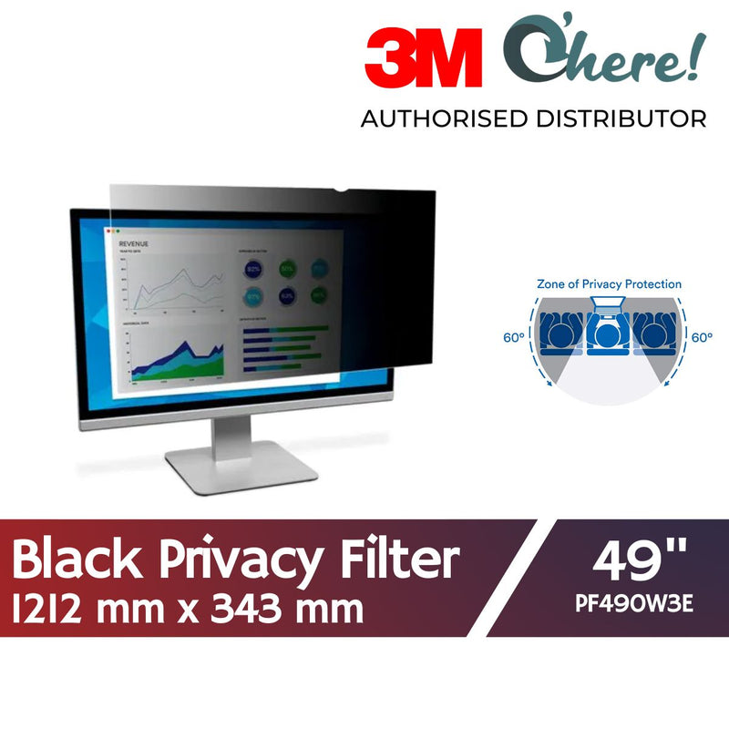 3M Privacy Filter for 49in Full Screen Monitor, 1212 mm x 343 mm, 32:9, PF490W3E