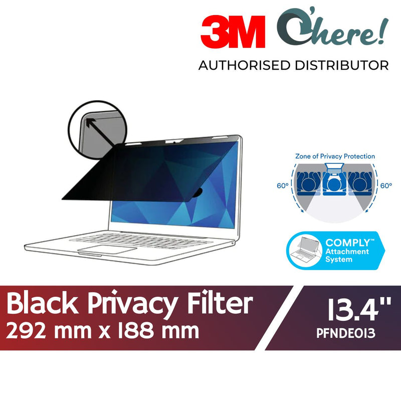 3M Touch Privacy Filter for Dell XPS 13 2-in-1 7390 with 3M COMPLY Flip Attach, 292 mm x 188 mm, 16:10, PFNDE013