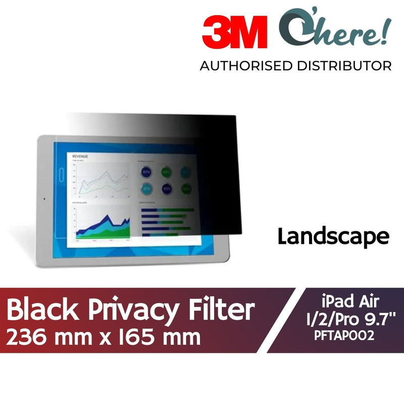 3M Privacy Filter for Apple iPad Air 9.7 (1st, 2nd) in Landscape, 236 mm x 165 mm, PFTAP002