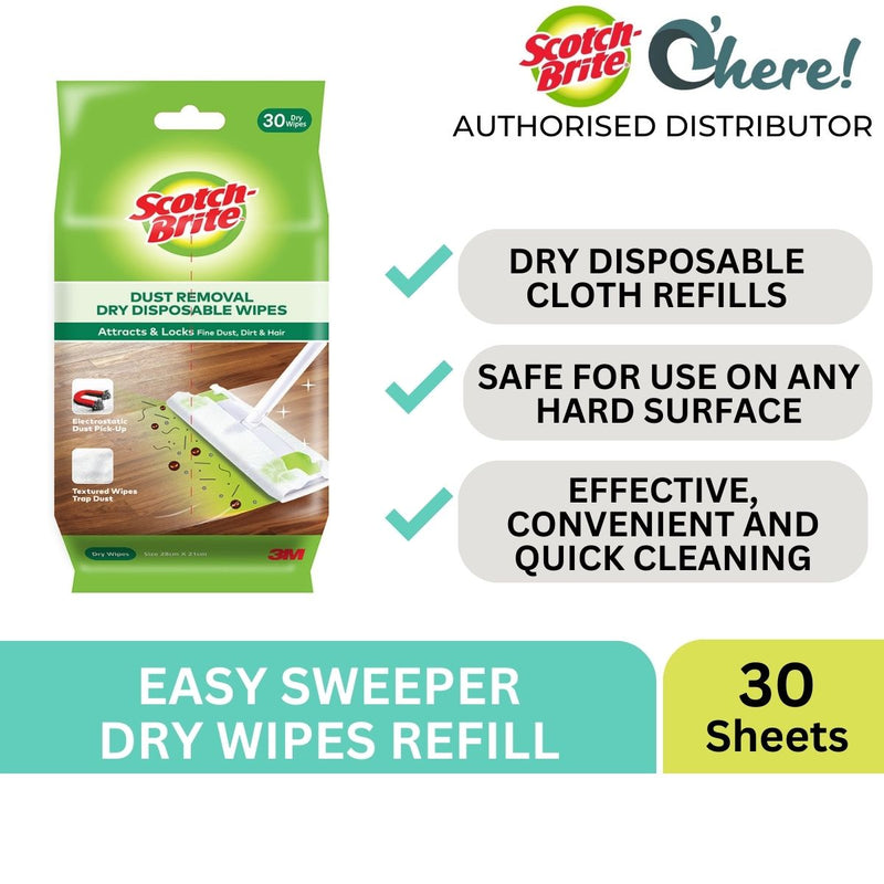 3M Scotch Brite Easy Sweeper Dry Wipes 30 Sheets