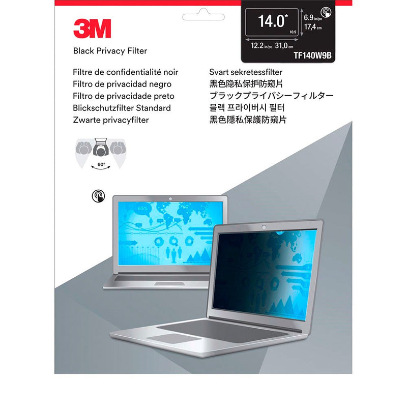 3M Touch Privacy Filter for 14in Laptop with 3M COMPLY Flip Attach, 310 mm x 175 mm 16:9, TF140W9B