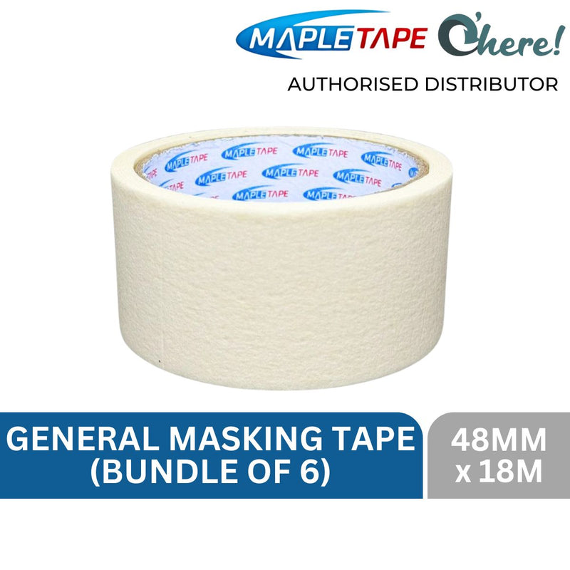 Maple General Masking Tape 18M, 24MM (12 Rolls) / 36MM (8 Rolls) / 48MM (6 Rolls)