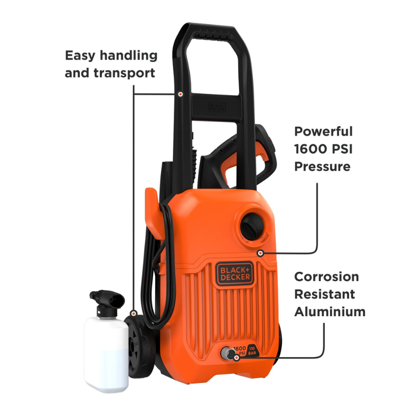 Black and Decker Pressure Washer Water Jet 1400W 110 Bar BEPW1600L-XD