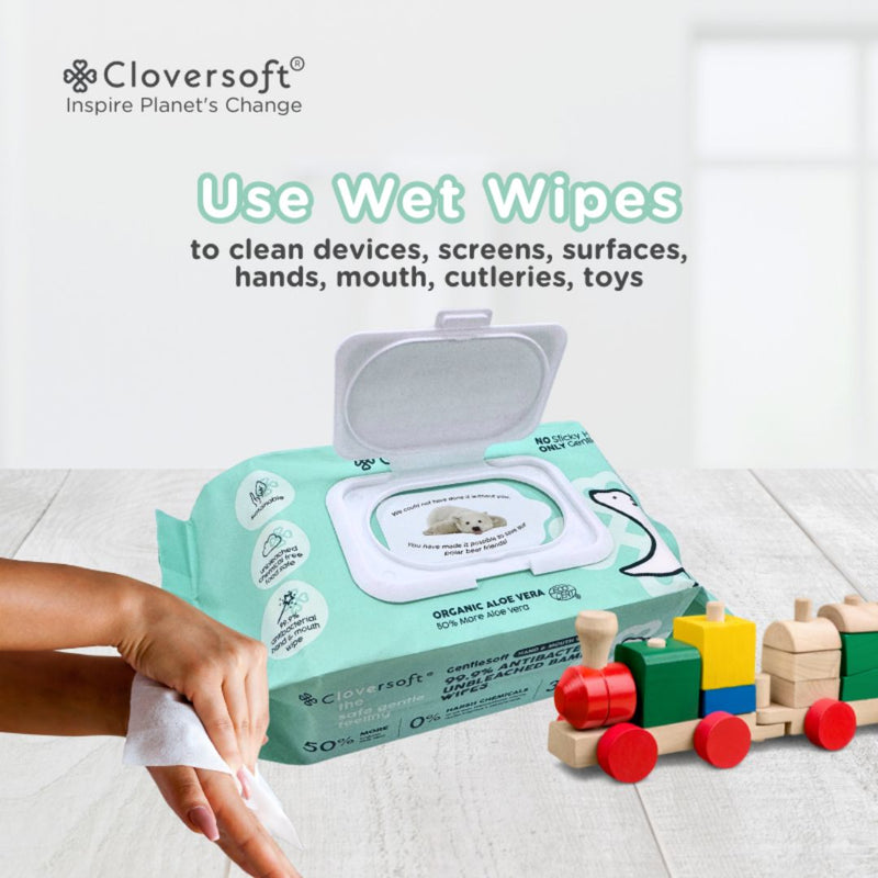 Cloversoft Unbleached Bamboo AB Organic Wipes 100 Sheets/Pk