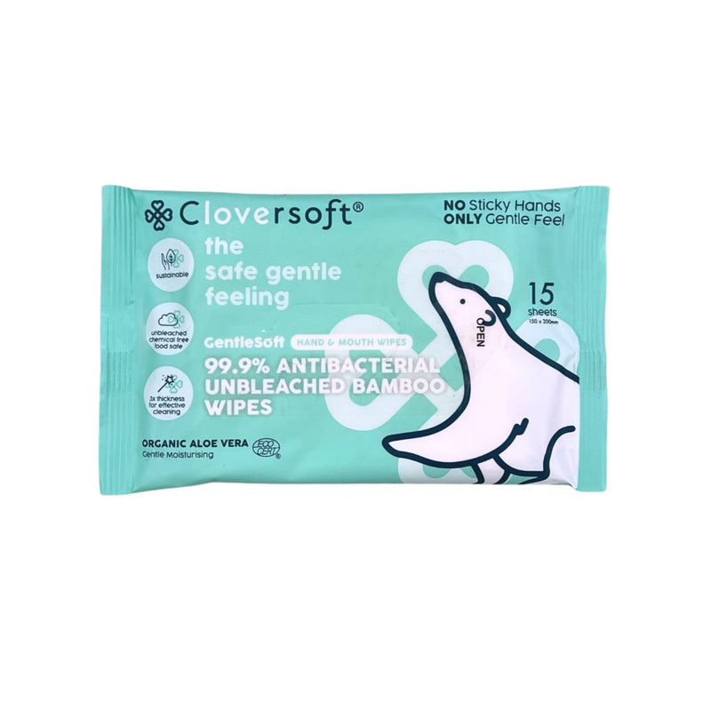 Cloversoft Unbleached Bamboo AB Organic Wipes 15 Sheets/Pk