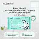Cloversoft Unbleached Bamboo 99.9% Antibacterial Organic Wipes 40 Sheets