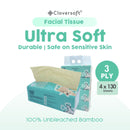 Cloversoft Plant-Based Unbleached Bamboo Tissues 3 Ply 4 X 130 Sheets