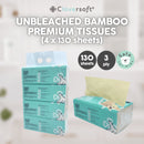 Cloversoft Plant-Based Unbleached Bamboo Tissues 3 Ply 4 X 130 Sheets