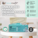 Cloversoft Plant-Based Unbleached Bamboo Tissues 3 Ply 4 X 130 Sheets