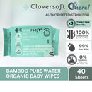 Cloversoft Unbleached Bamboo Pure Water Organic Baby Wipes 40 Sheets