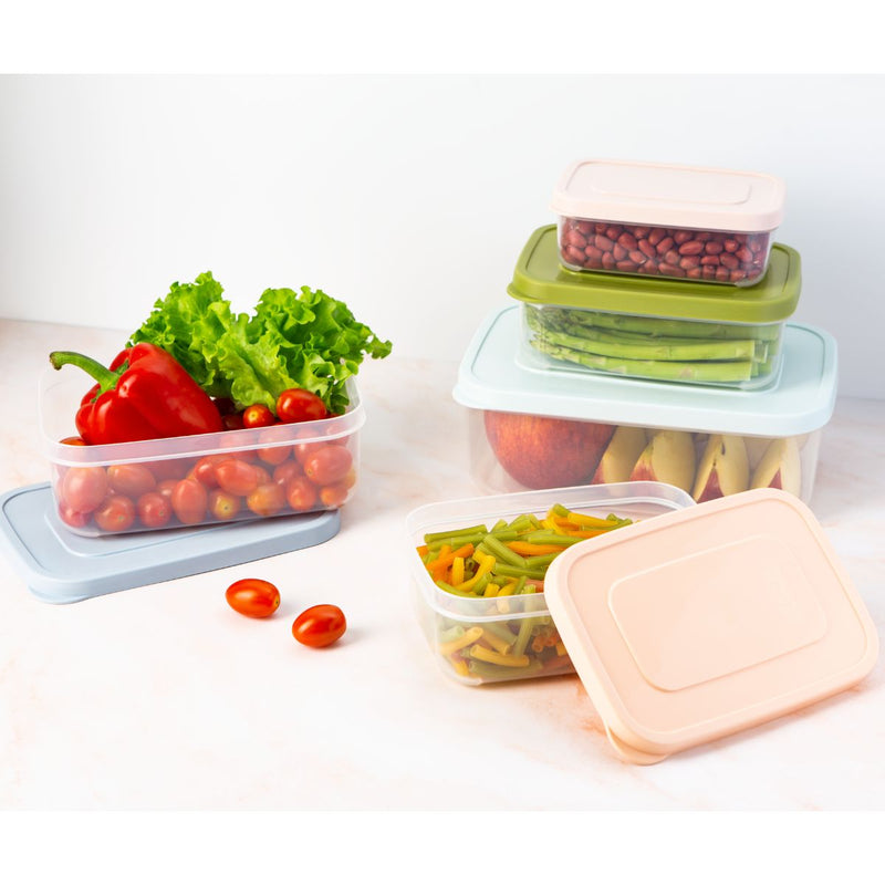 Inochi Hokkaido Rectangular Plastic Food Container Box 1000ml, Mint/Orange