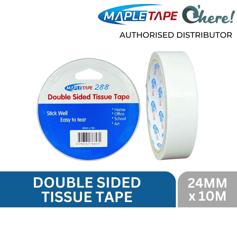 Maple Double Sided Tissue Tape 10M, 12MM/18MM/24MM