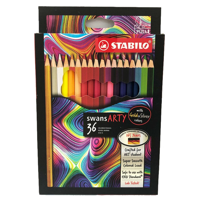 Stabilo Swans Arty Coloured Pencils, 12/24/36/48 Colours Full Length