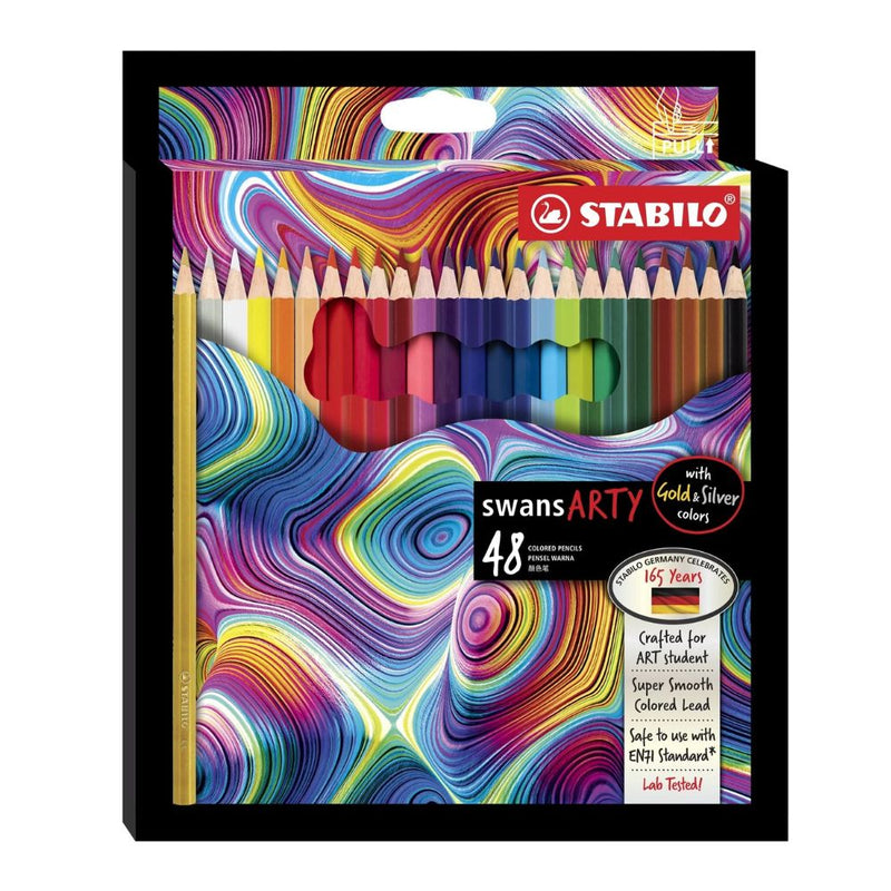 Stabilo Swans Arty Coloured Pencils, 12/24/36/48 Colours Full Length