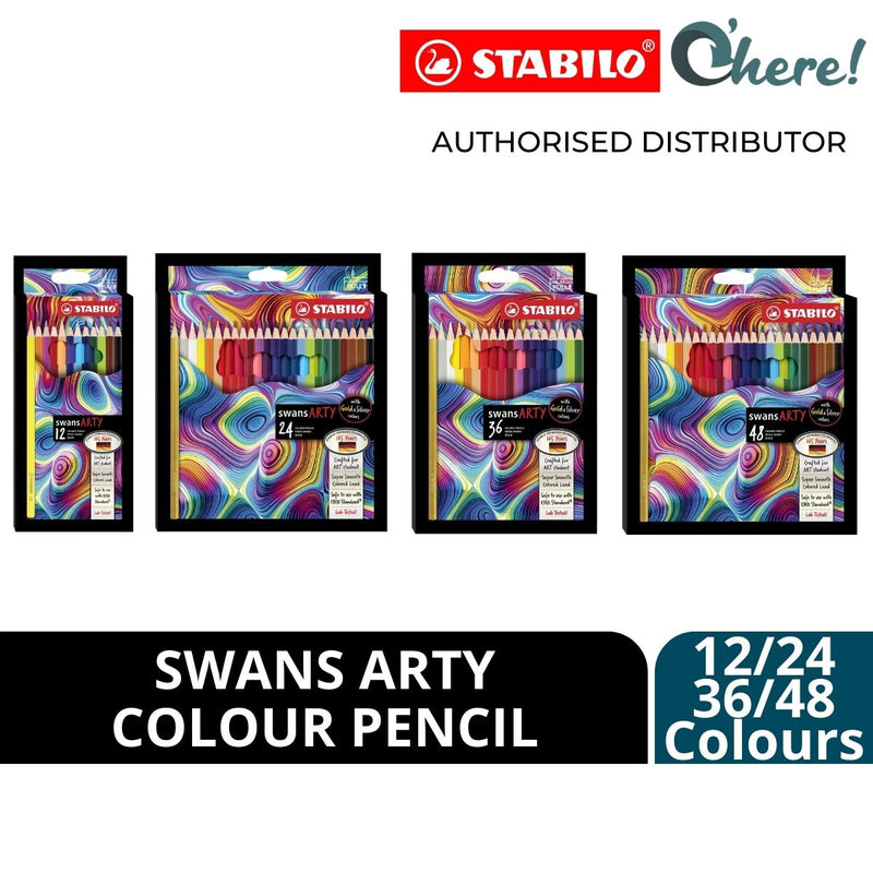 Stabilo Swans Arty Coloured Pencils, 12/24/36/48 Colours Full Length