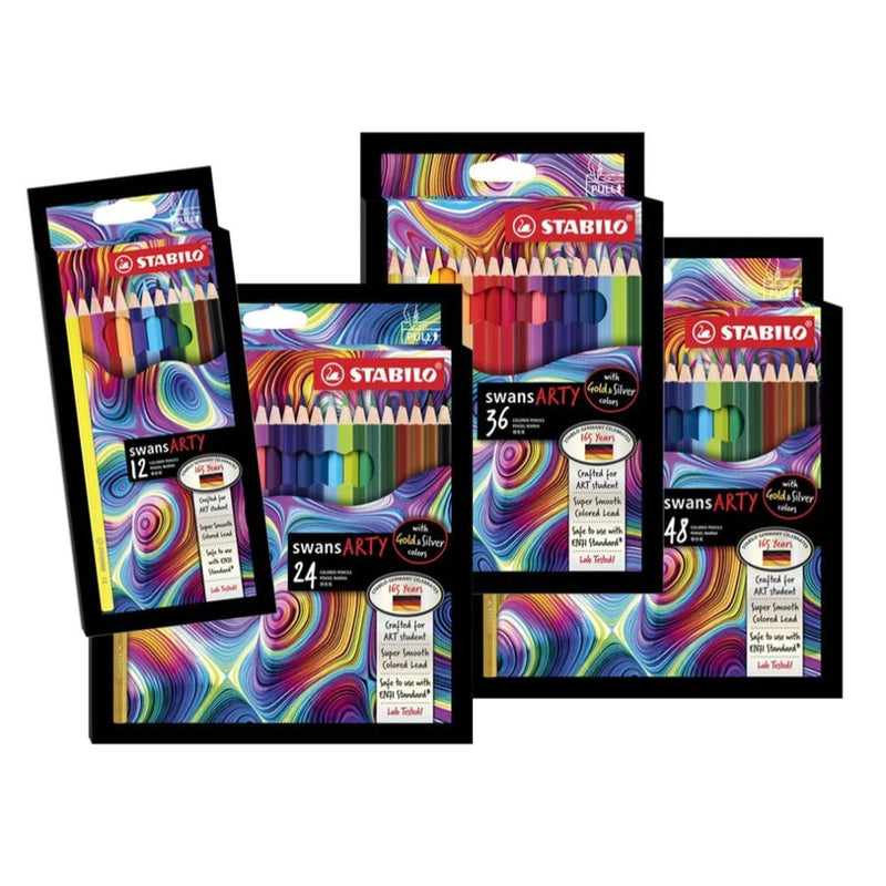 Stabilo Swans Arty Coloured Pencils, 12/24/36/48 Colours Full Length