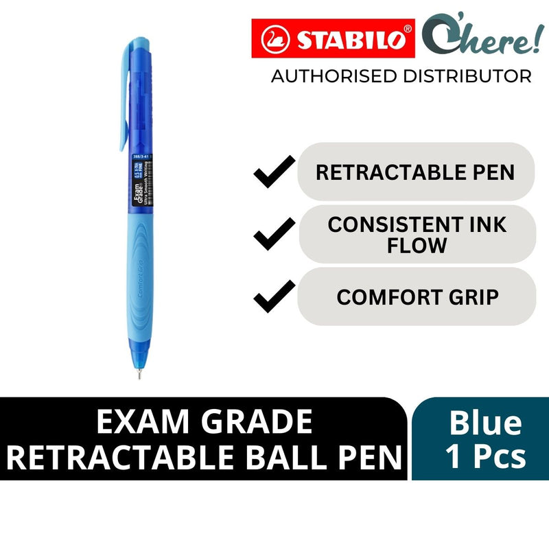 Stabilo Exam Grade Ball Pen 0.7mm Retractable Blue