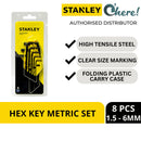 Stanley 69-251 8Pcs Hex Key Set Short Arm Metric, 1.5-6mm