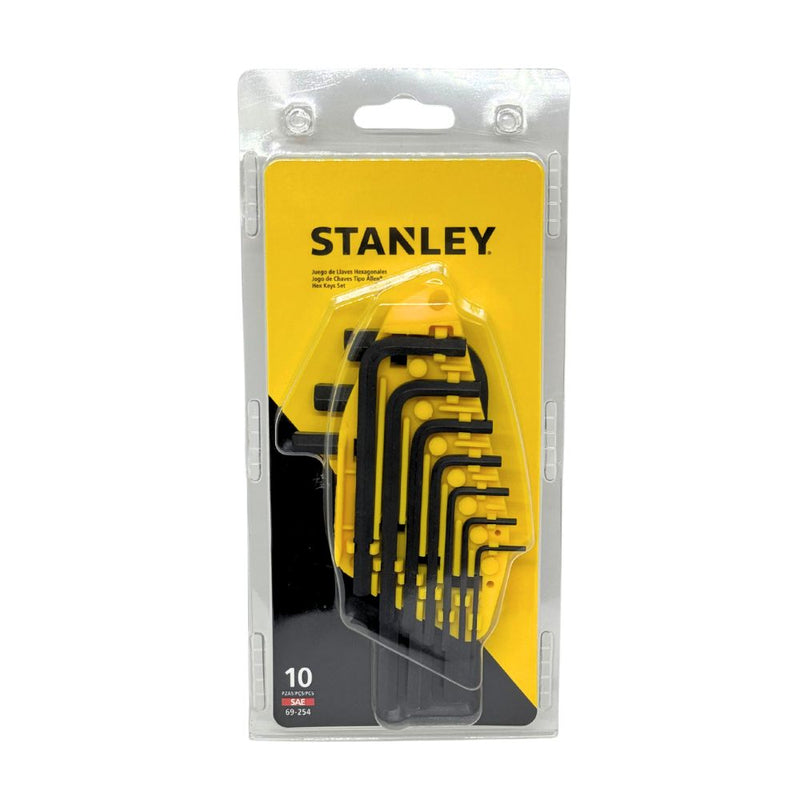 Stanley Hex Key 10 Pcs Short Arm Set 1/16"-3/8"