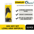 Stanley 69-257 Hex Key Set Long Arm Imperial With Ball Head 12 Pcs