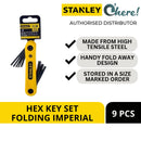 Stanley 69-259 Hex Key Set Folding Imperial 9 Pcs, 5/64″ - 1/4″
