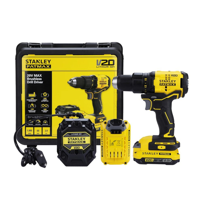 Stanley Fatmax 20V 2X2.0AH 13mm Cordless Brushless Drill Machine Driver SBD710D2K-B1