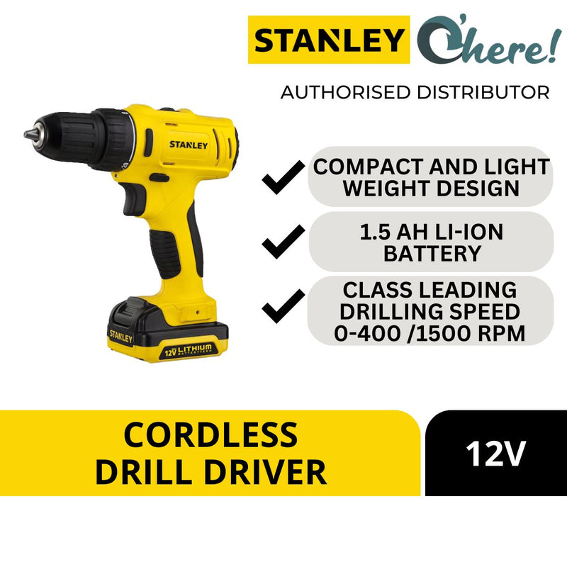 Stanley 12V Cordless Drill Driver 10mm SCD121S2K-B1