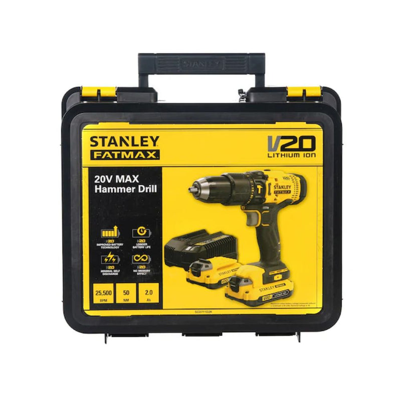 Stanley 20V 2.0AH Li-on Brushed Hammer Drill 50NM SCD711D2K-B1
